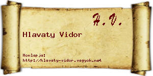Hlavaty Vidor névjegykártya